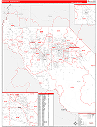 Boise City Metro Area Wall Map Red Line Style 2026